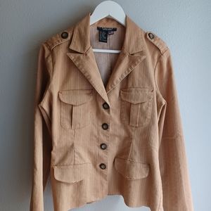 Rampage Vintage Style military Blazer Medium tan with red stripes